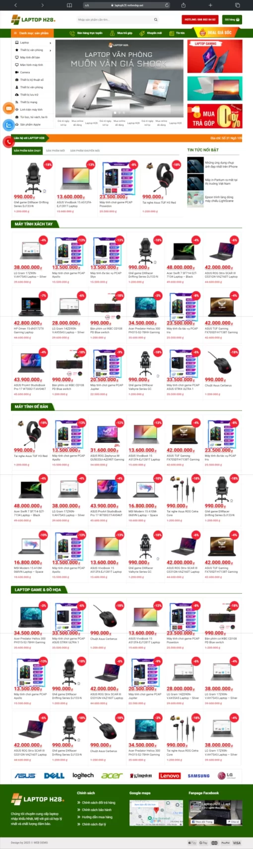 Mẫu Website Laptop – T103